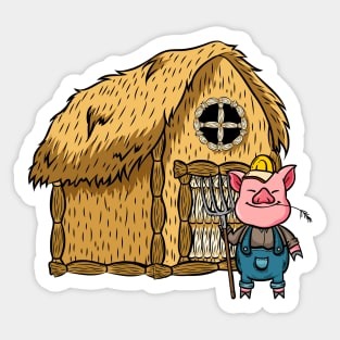 Three Pigs Straw House Lazy Halloween Costume Sticker